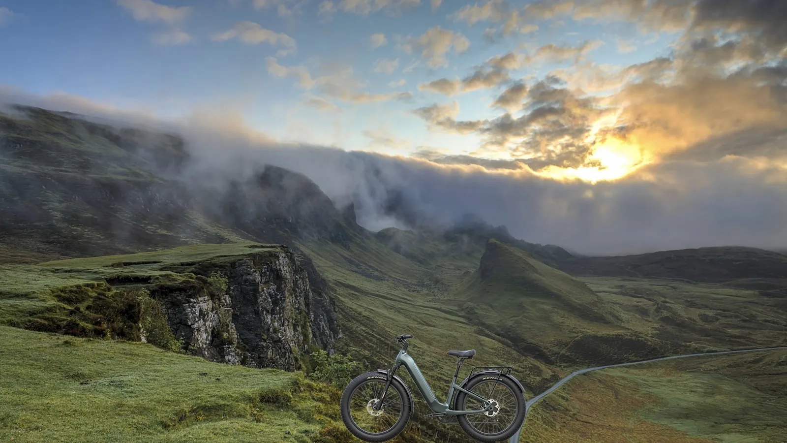 Fat tire e-bike on an all-terrain trail